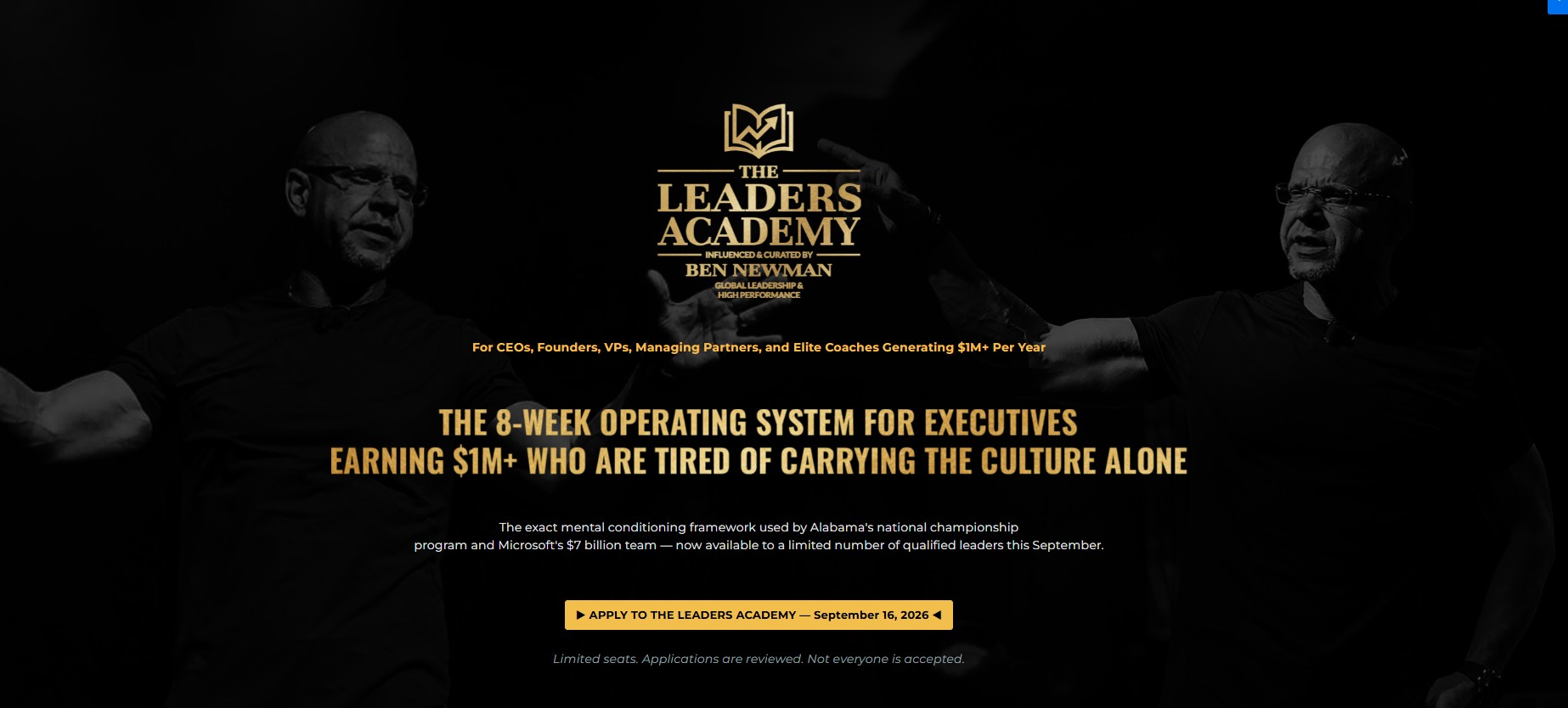 The Leaders Academy landing page screenshot